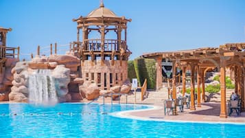 2 outdoor pools, pool umbrellas, pool loungers