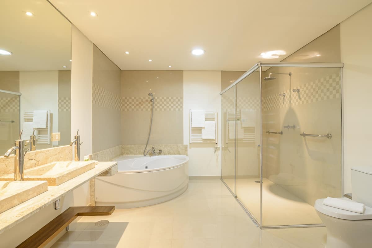 presidential suite (paris) | bathroom | designer toiletries, hair dryer, heated floors, towels
