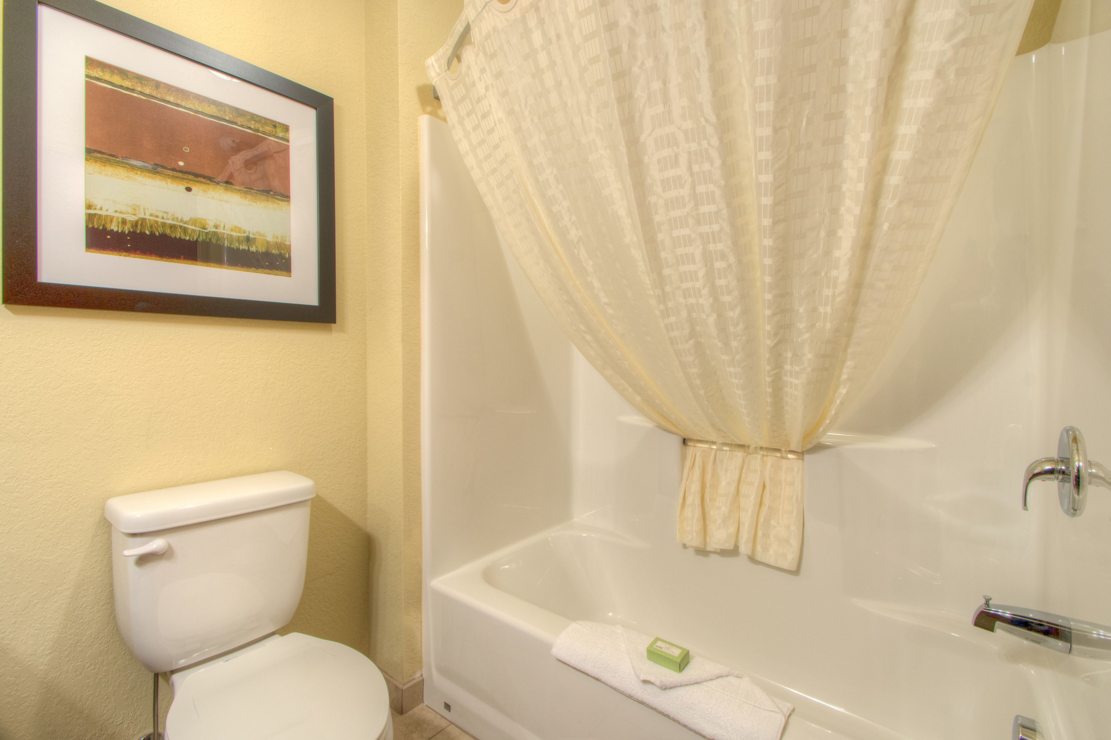 free toiletries, hair dryer, towels