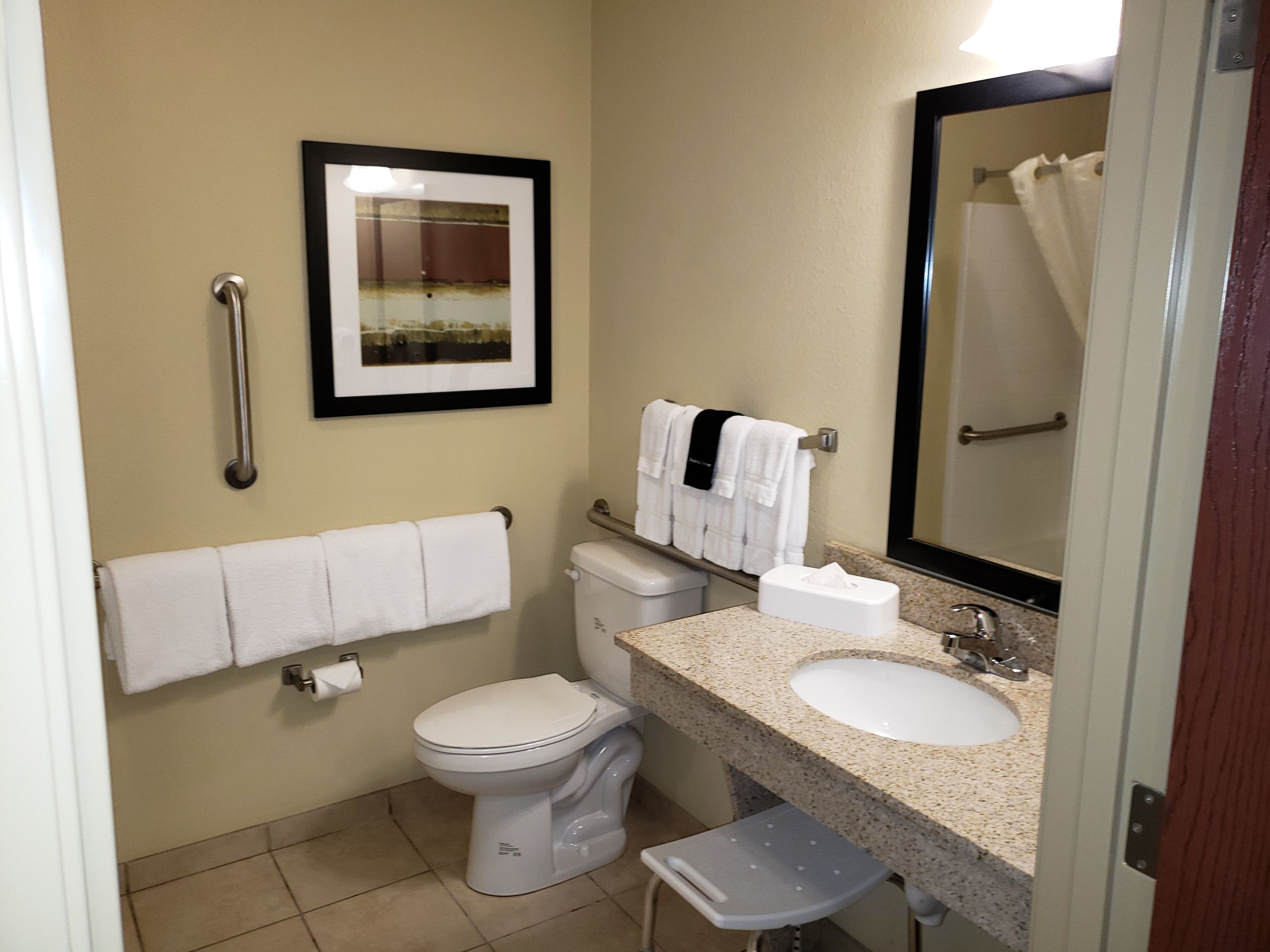 room, 2 queen beds, accessible, non smoking (accessible benched tub) | bathroom | free toiletries, hair dryer, towels