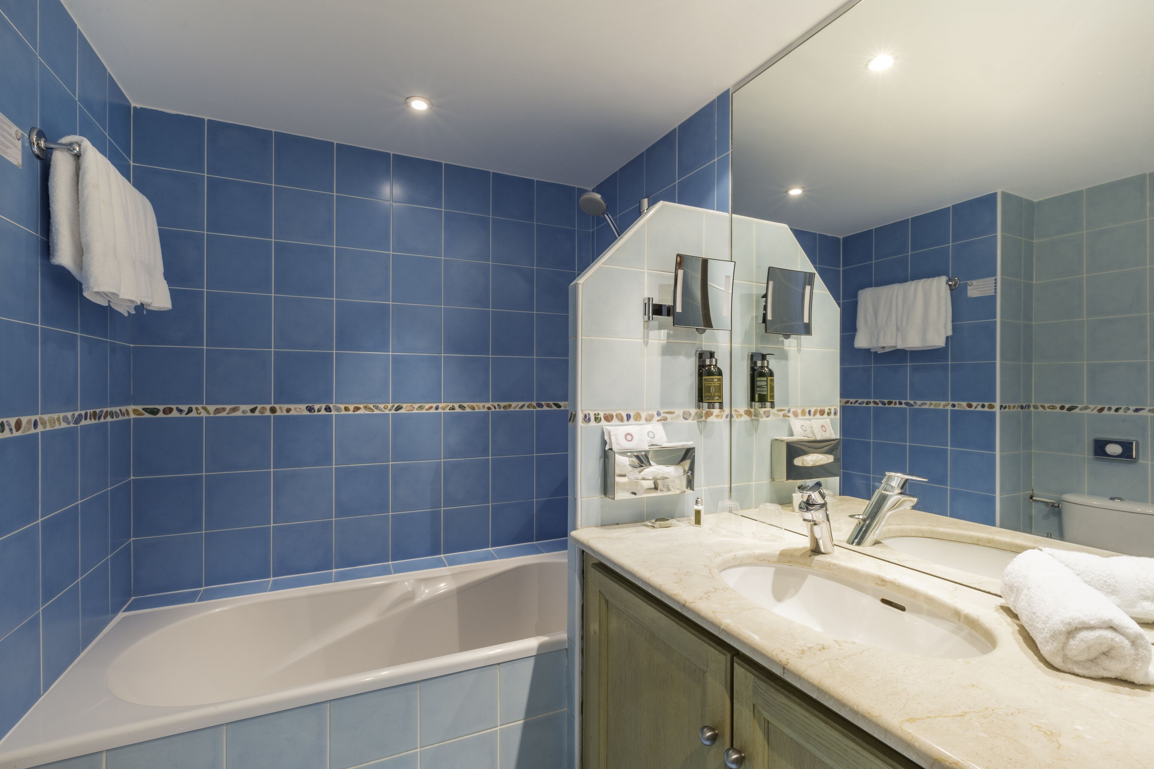 free toiletries, hair dryer, bathrobes, towels