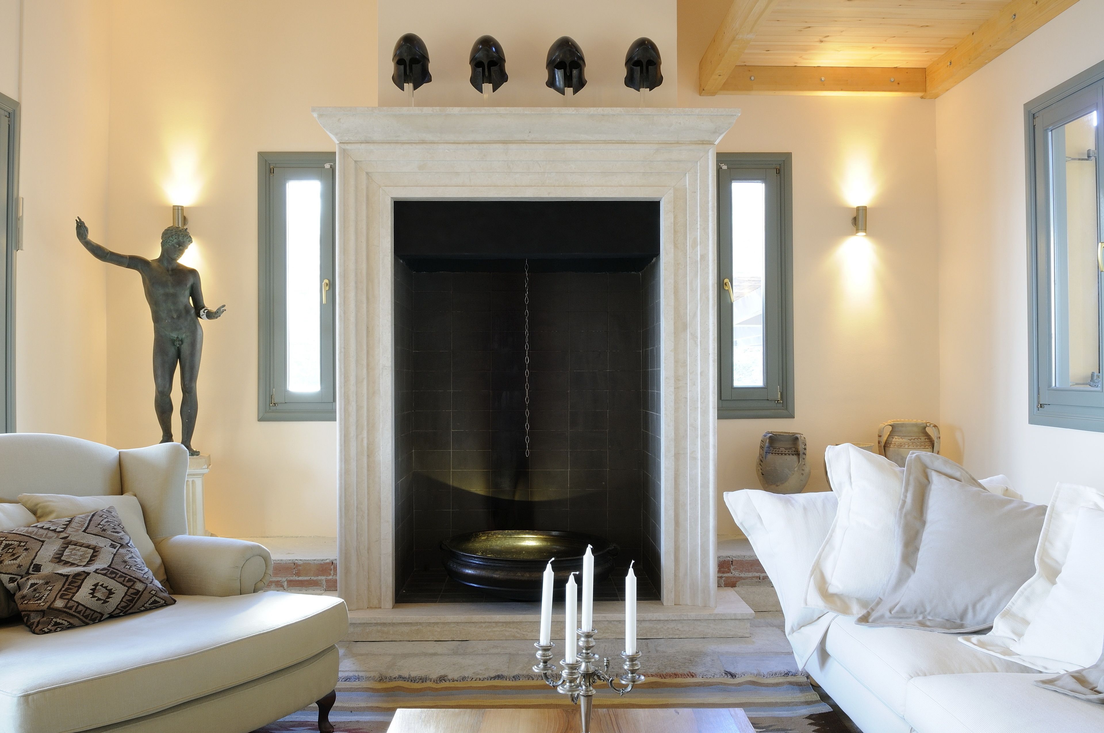 villa, 4 bedrooms, sea view (aegea blue) | living room | 32-inch lcd tv with cable channels, tv