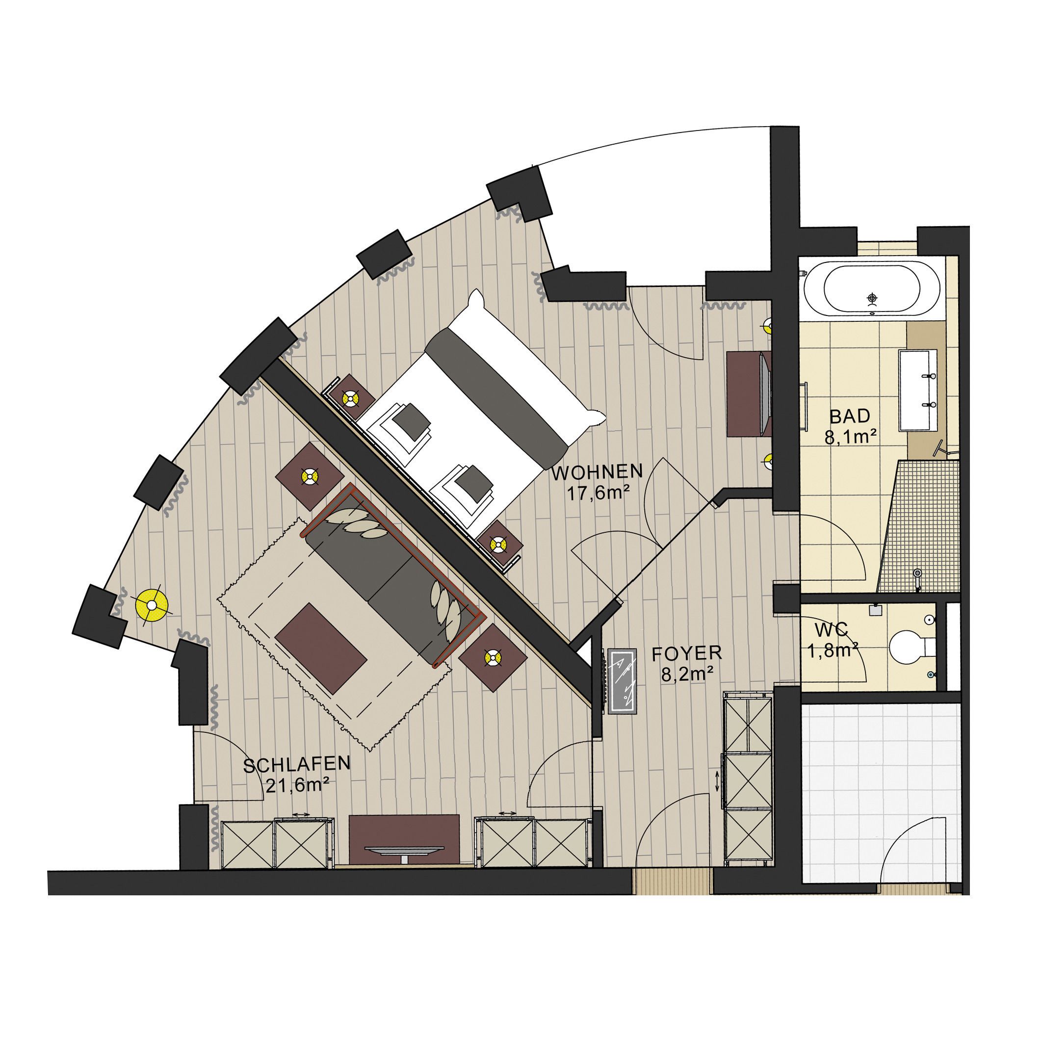 suite, balcony, mountain view | floor plan