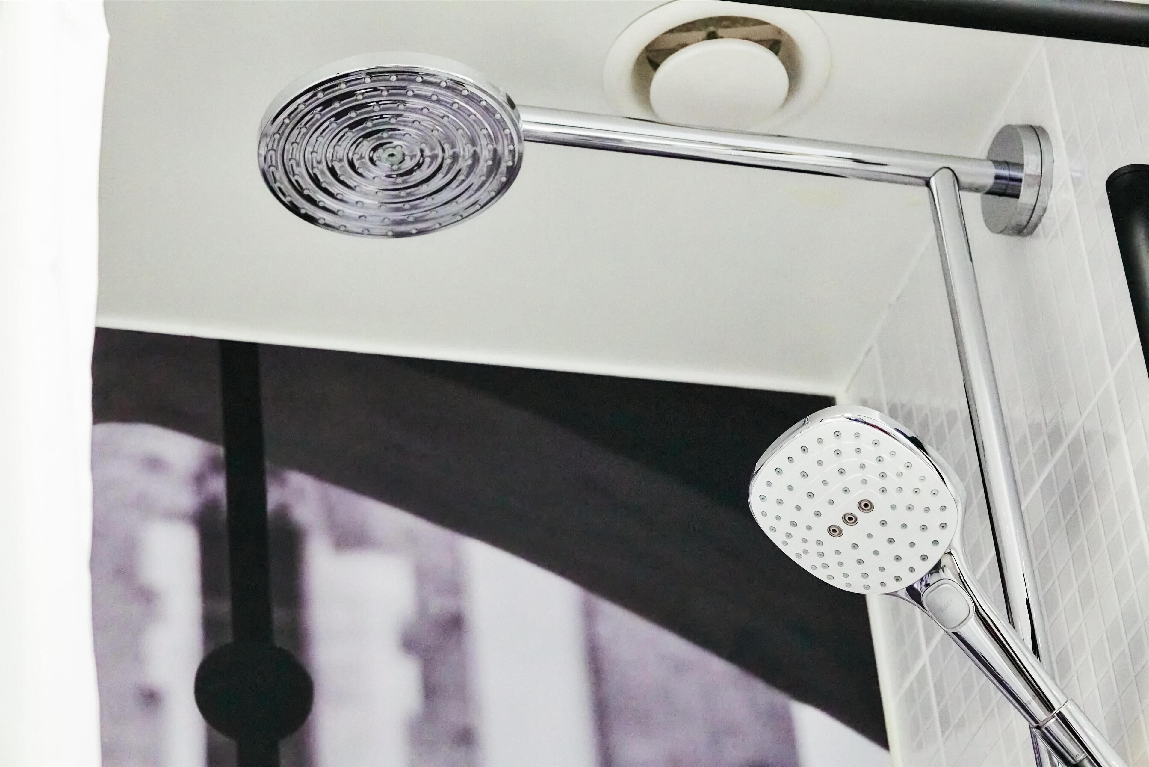 eco-friendly toiletries, hair dryer, towels