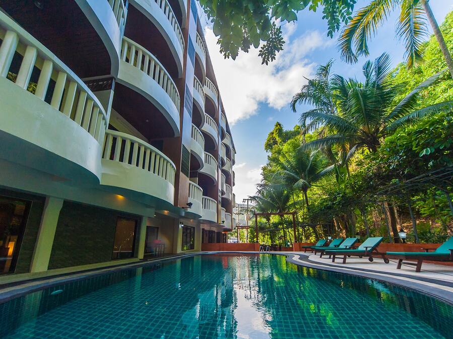 Outdoor pool, a natural pool, open open 24 hours, sun loungers