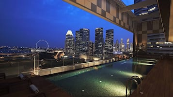 Outdoor pool, pool umbrellas