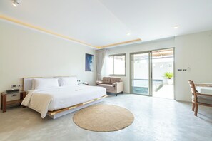 Studio One Bedroom Pool Villa | Sängtillbehör av högsta kvalitet och Select Comfort-madrasser