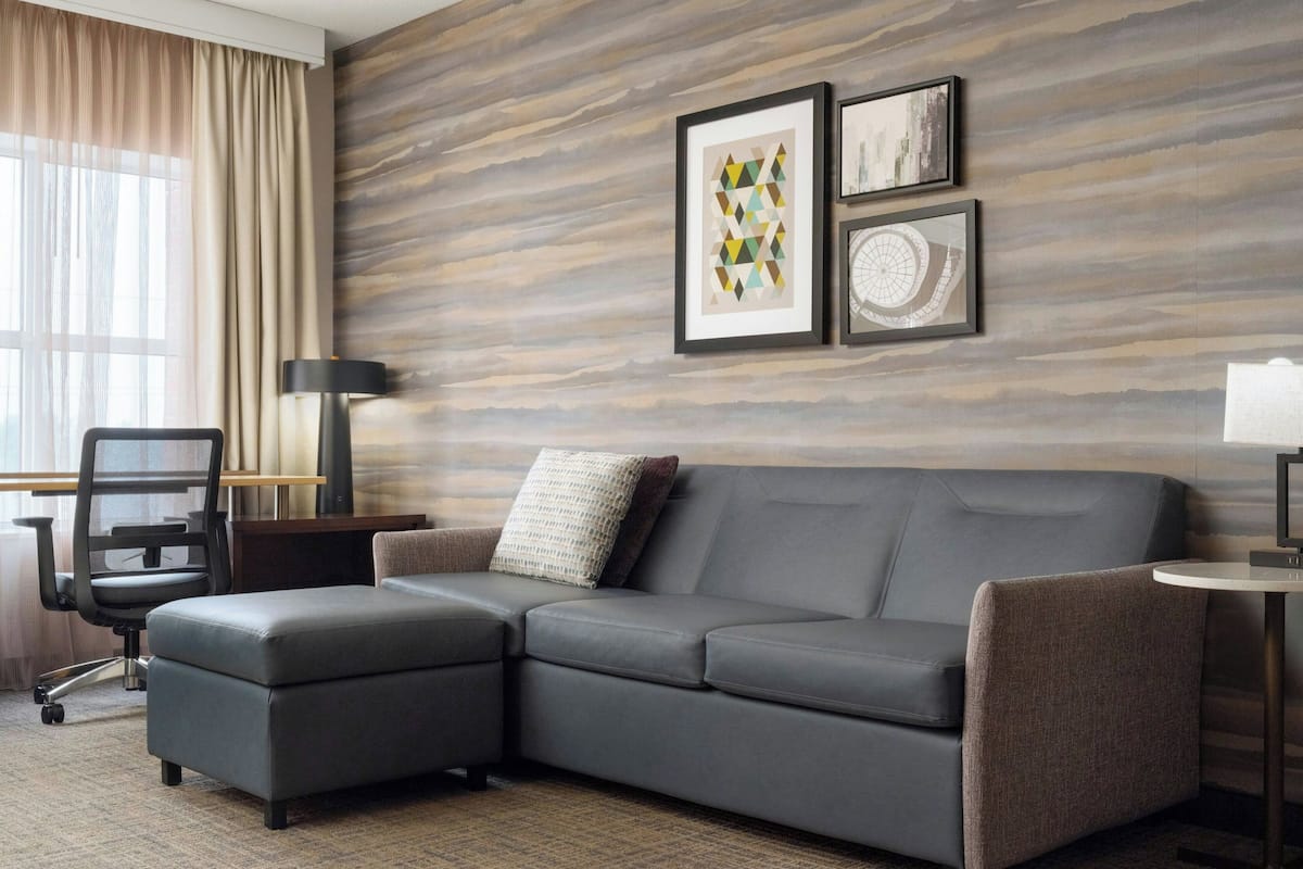 Studio, 1 King Bed with Sofa bed, City View | Living area