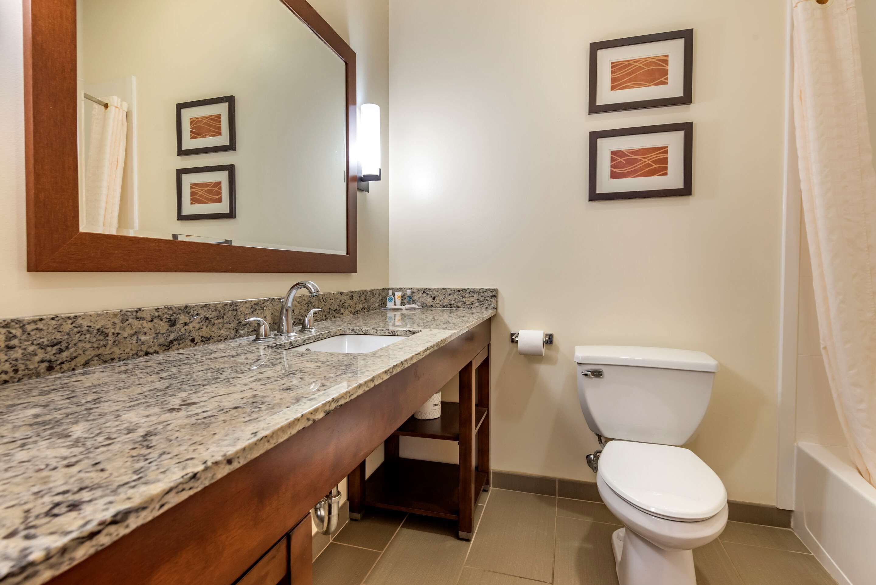 suite, 1 king bed, non smoking | bathroom | combined shower/bathtub, rainfall showerhead, hair dryer, towels