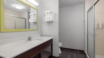 1 cama de matrimonio grande | Regadera en el baño