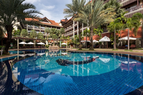 Indoor pool, outdoor pool, open 9:00 AM to 9:00 PM, free cabanas