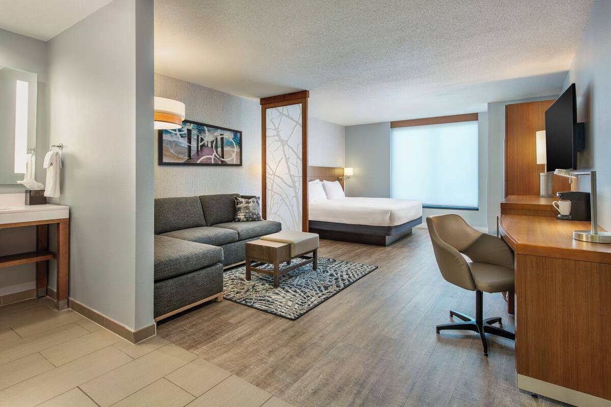 room, 1 king bed, accessible (with shower) | in-room safe, desk, blackout curtains, iron/ironing board