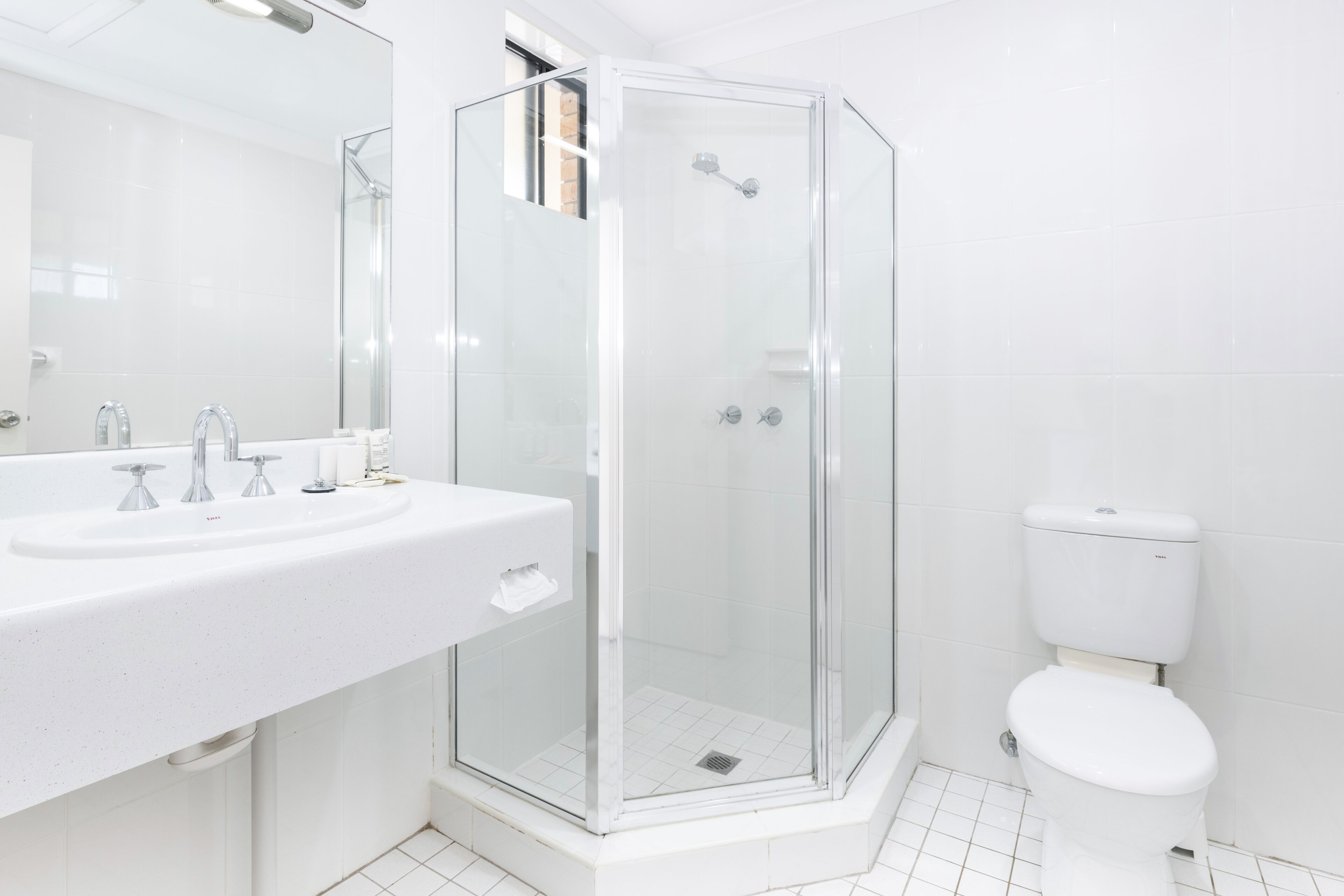 Gratis toiletartikelen, een haardroger, handdoeken, zeep