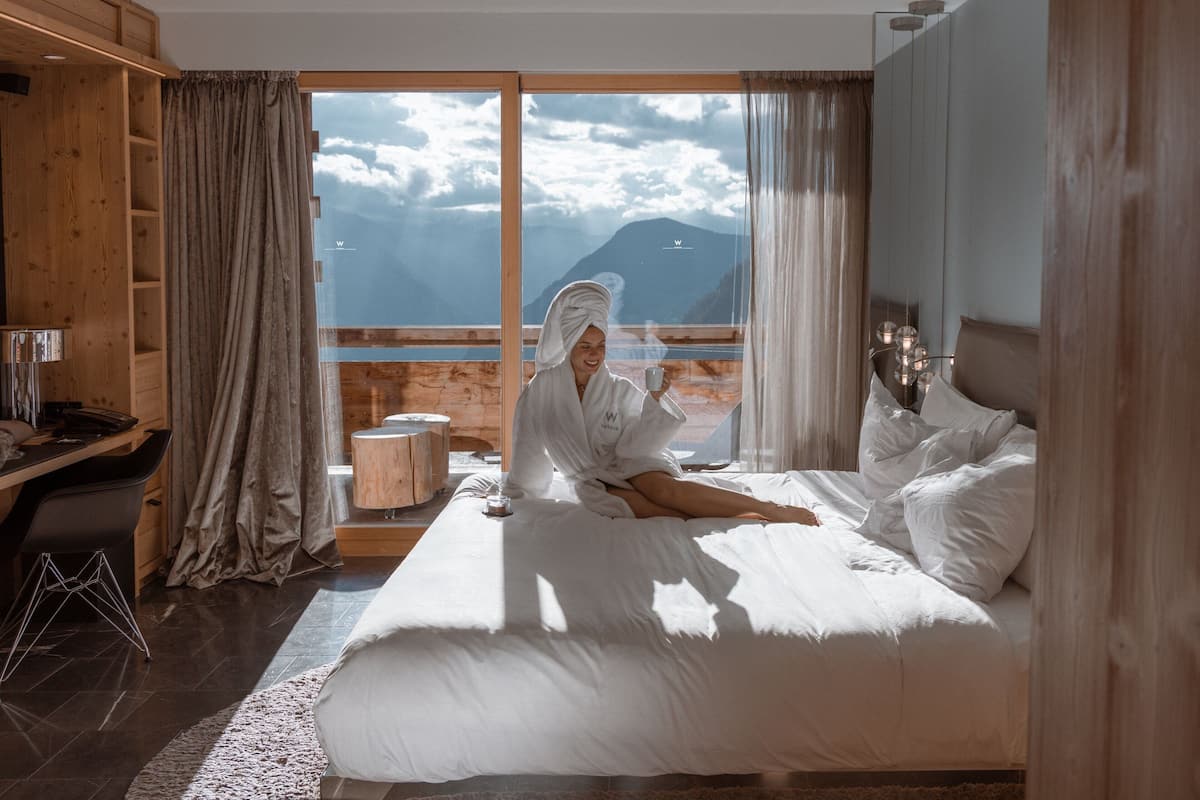 Kamer, 1 kingsize bed, balkon, uitzicht op vallei | 1 slaapkamer, luxe beddengoed, een minibar, een kluis op de kamer