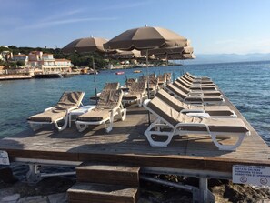 Private beach, sun loungers, beach umbrellas, beach towels