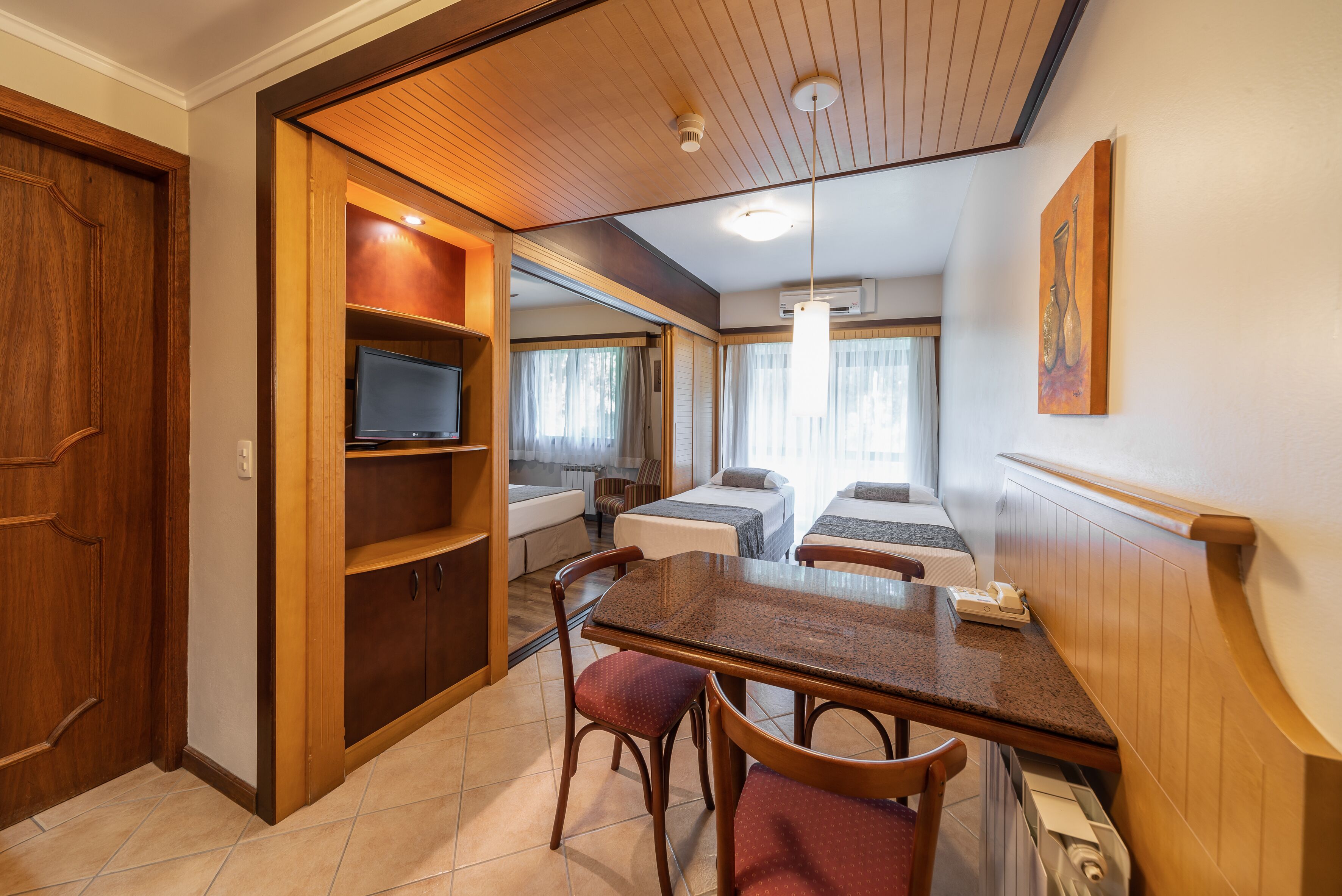 mini-fridge, microwave