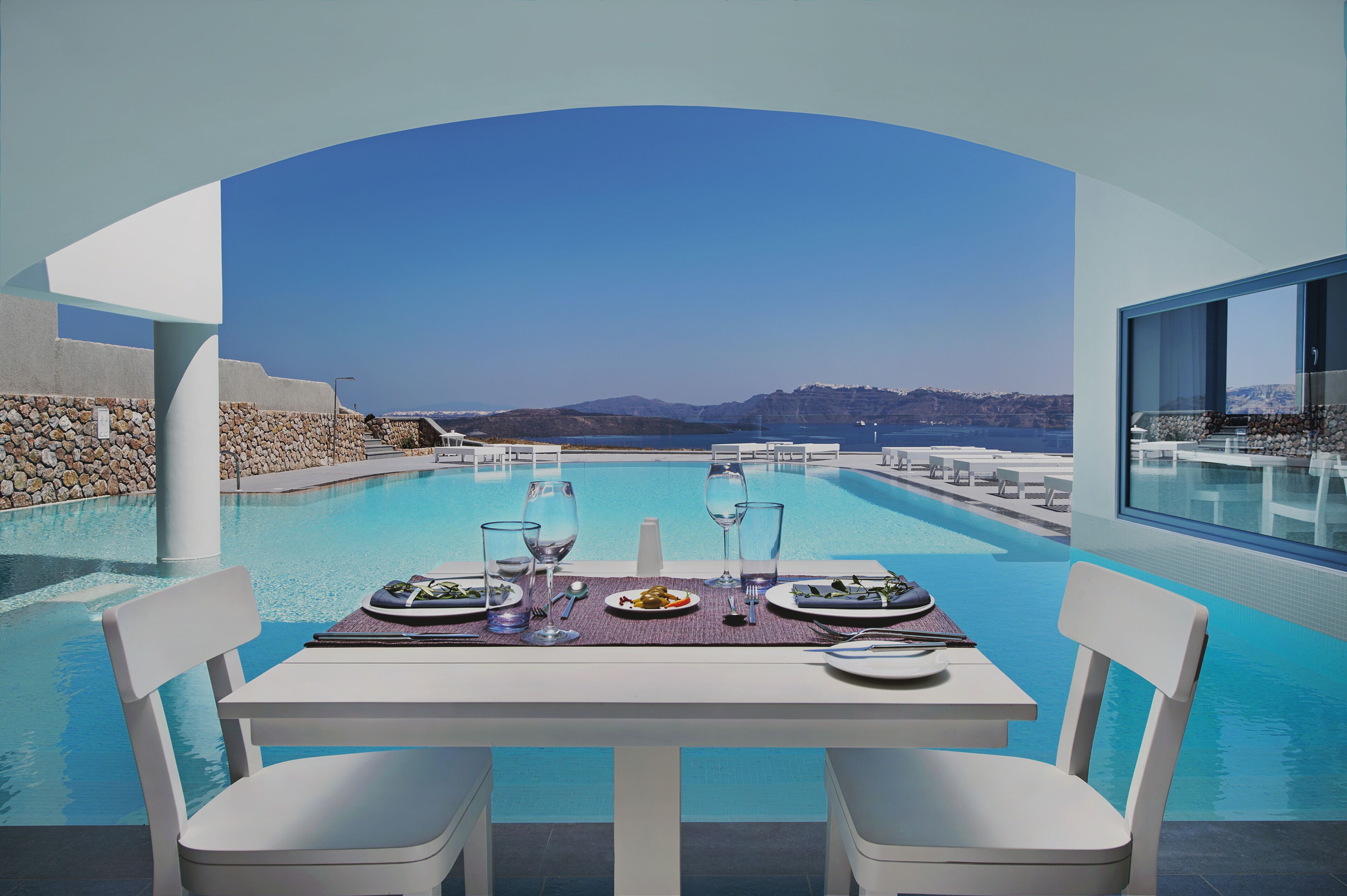 breakfast, lunch, dinner served; mediterranean cuisine, pool views