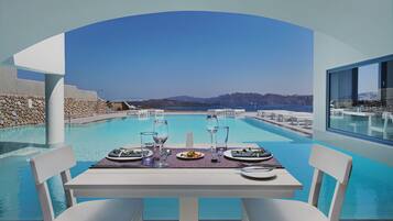 Breakfast, lunch, dinner served; Mediterranean cuisine, pool views