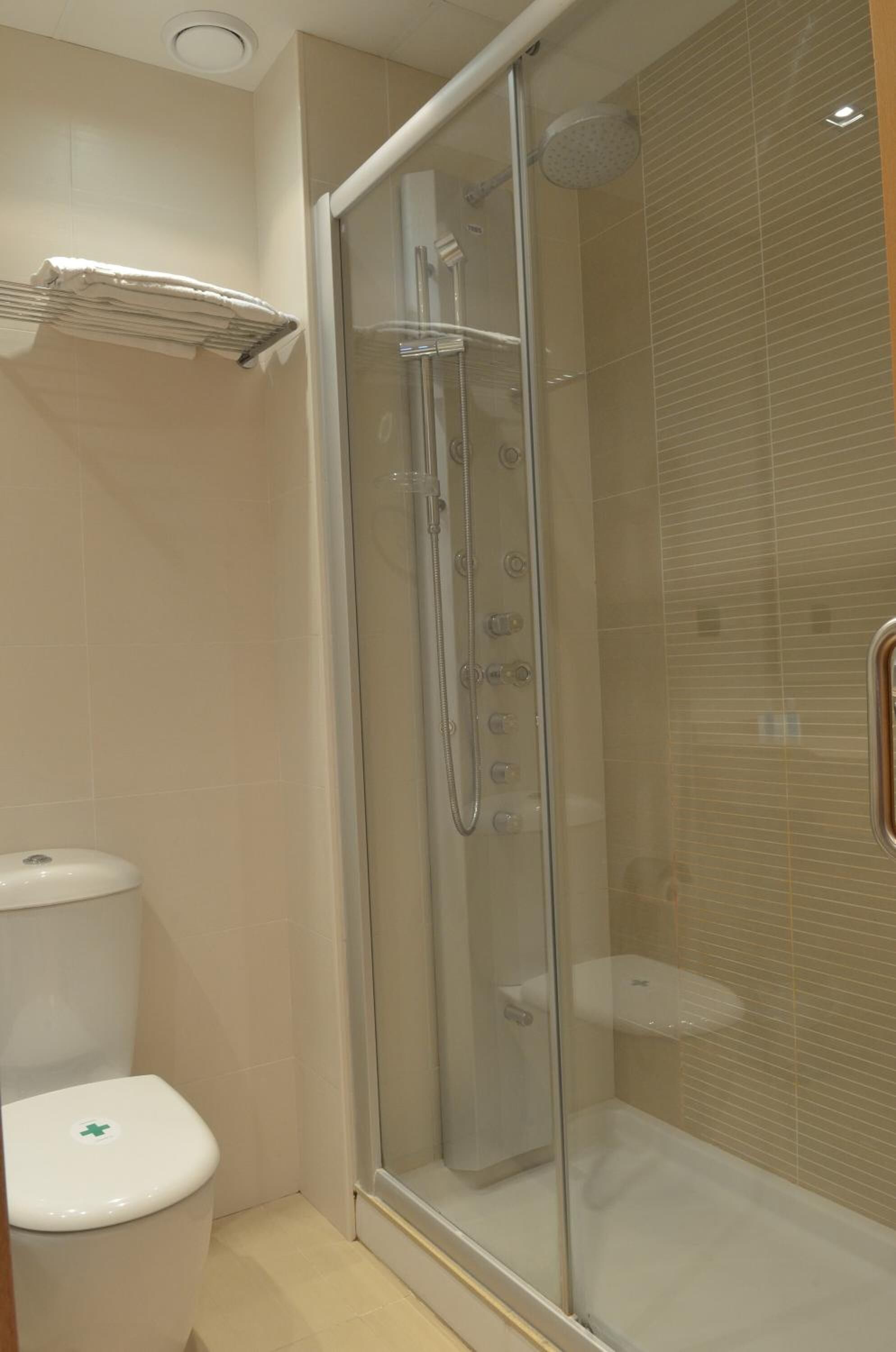 hydromassage showerhead, free toiletries, hair dryer, bidet