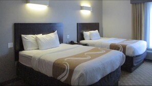 Desk, laptop workspace, free WiFi, bed sheets