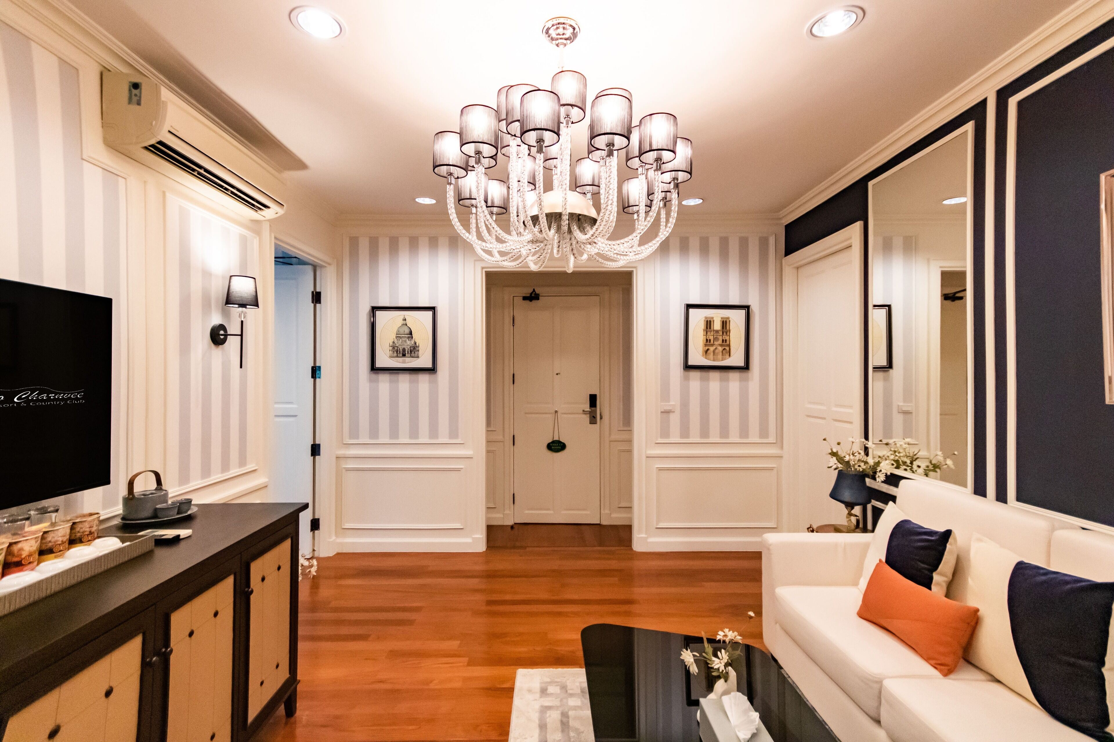 signature two bedrooms | living room | 46-inch lcd tv with satellite channels, tv