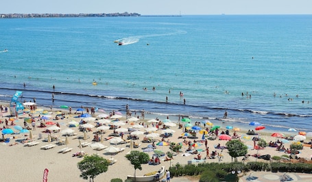 Beach nearby, sun loungers, beach umbrellas