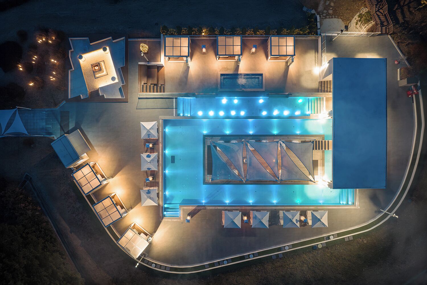 Outdoor pool, open 1:00 PM to 9:30 PM, cabanas (surcharge)