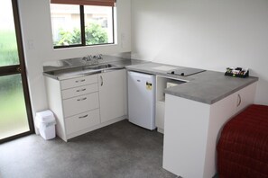 Fridge, microwave, electric kettle