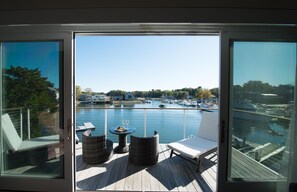 Suite (Admiral Suite with Deck) | Frette Italian sheets, premium bedding, individually decorated - The Boathouse Waterfront Hotel & Marina (Kennebunkport)