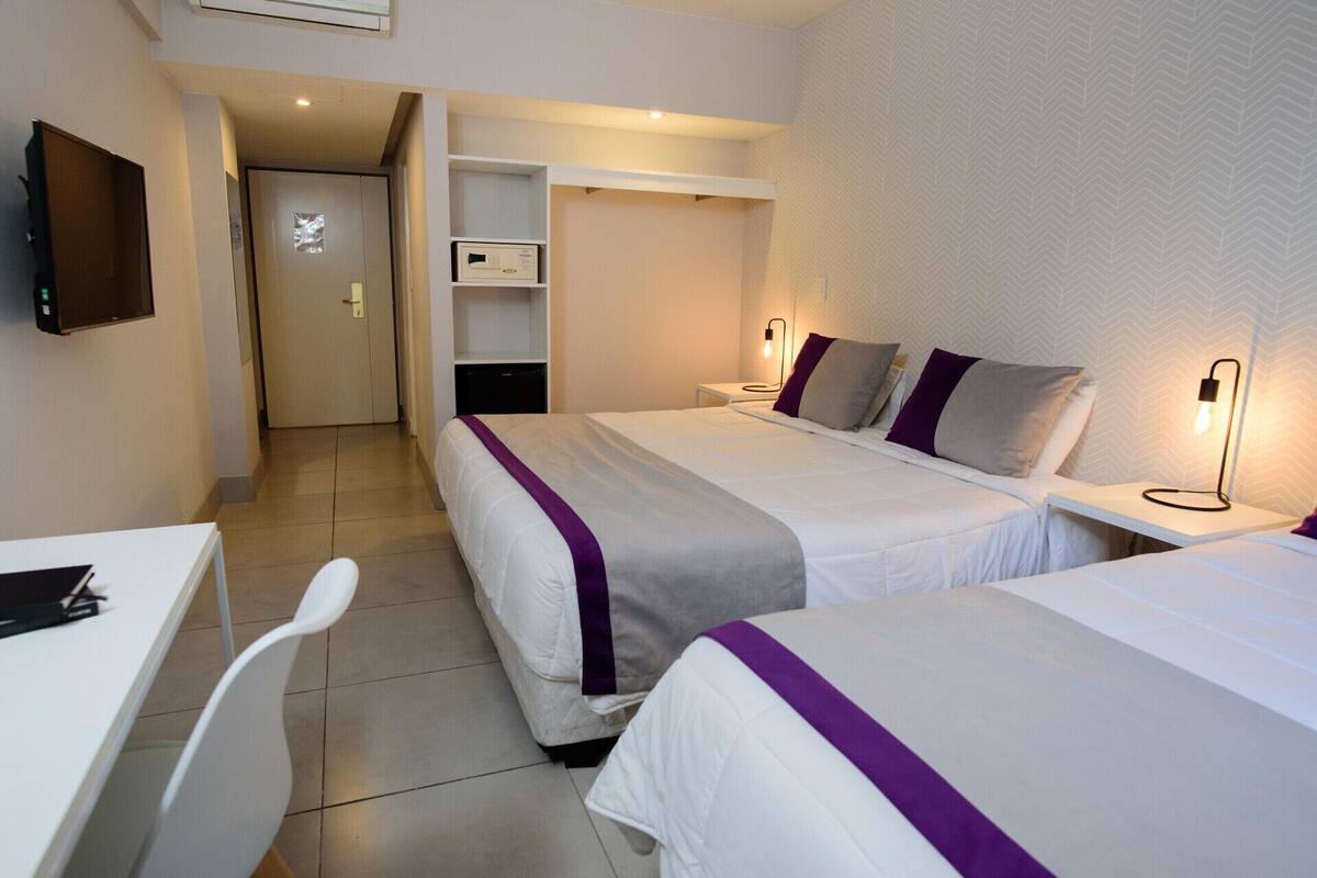 Premium bedding, down comforters, pillowtop beds, in-room safe