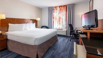 In-room safe, desk, laptop workspace, blackout curtains