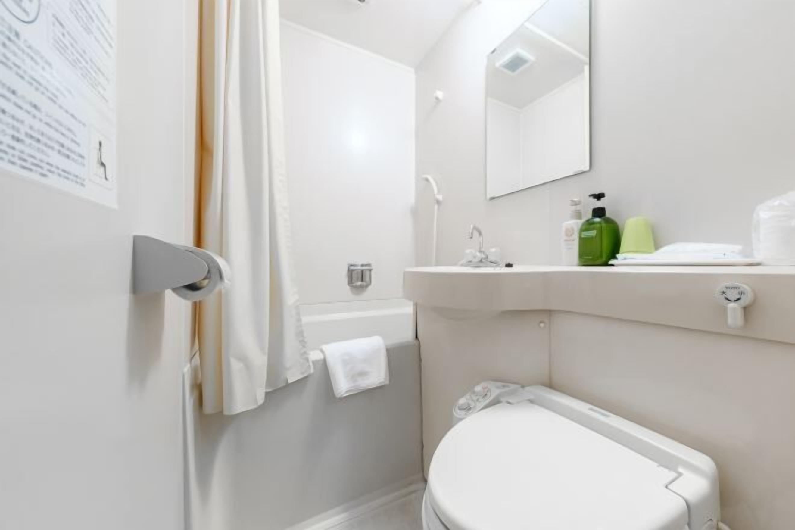 Combined shower/bathtub, free toiletries, hair dryer, slippers