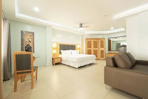 Minibar, in-room safe, desk, laptop workspace