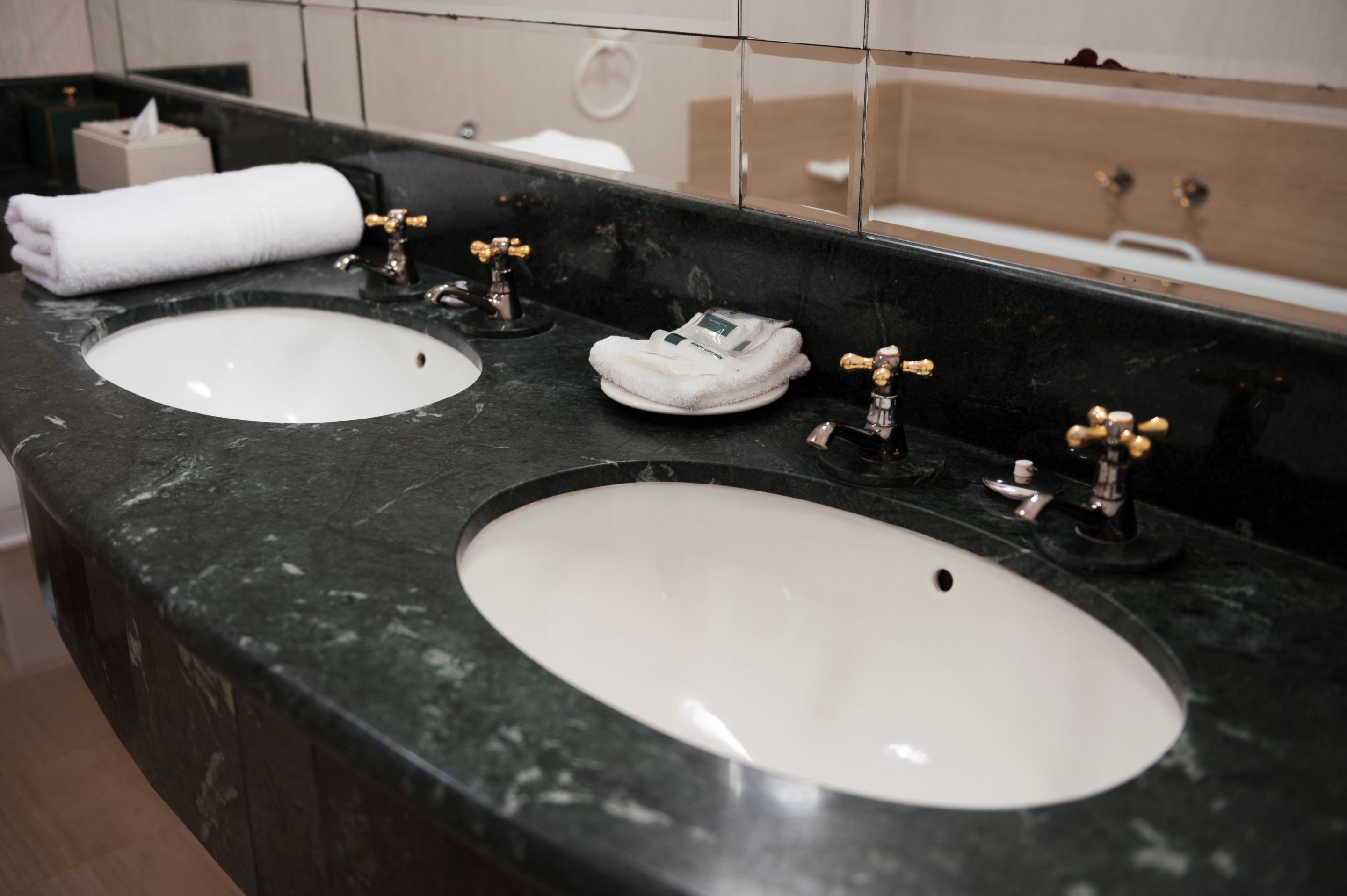 separate bathtub and shower, rainfall showerhead, free toiletries