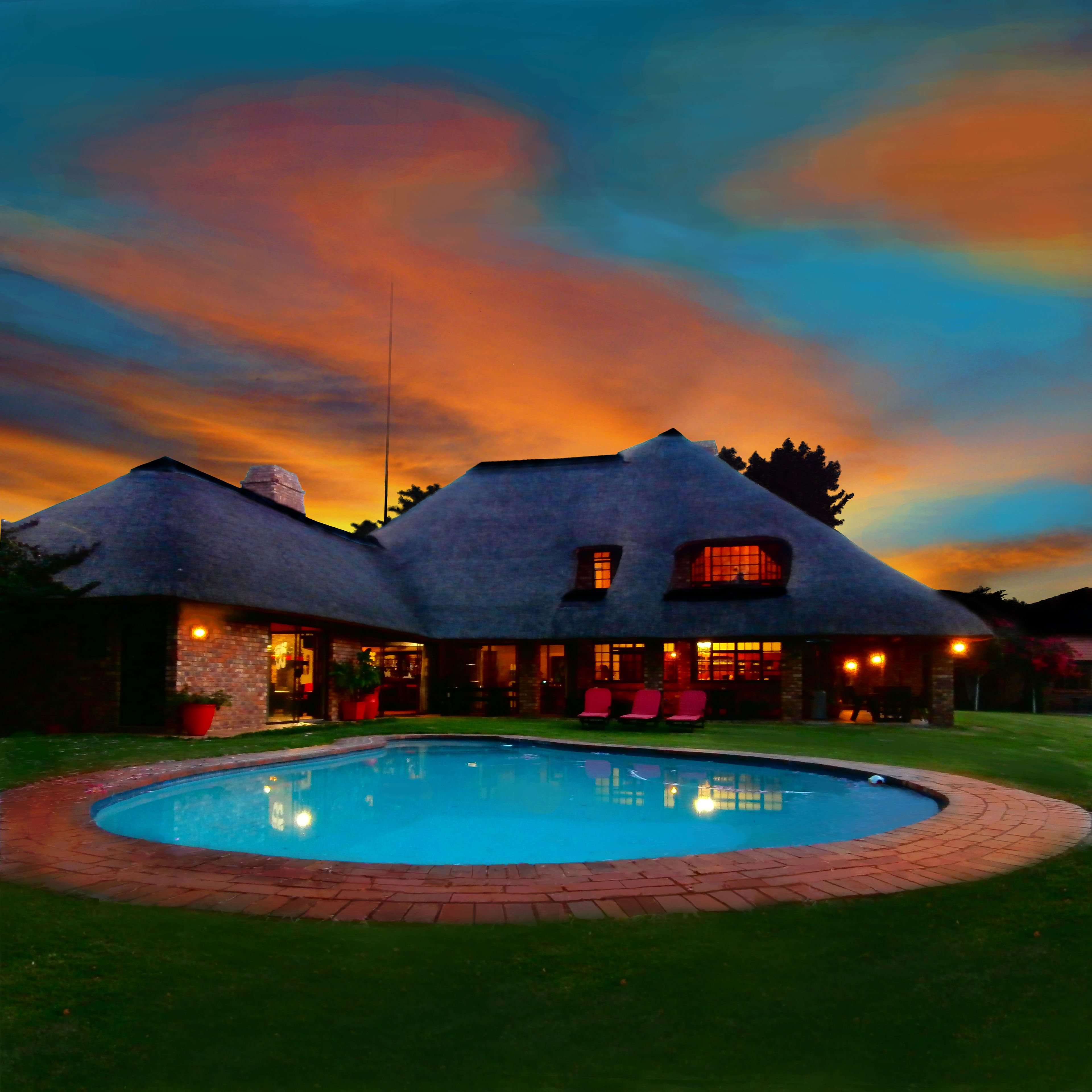 Indoor pool, outdoor pool, pool loungers