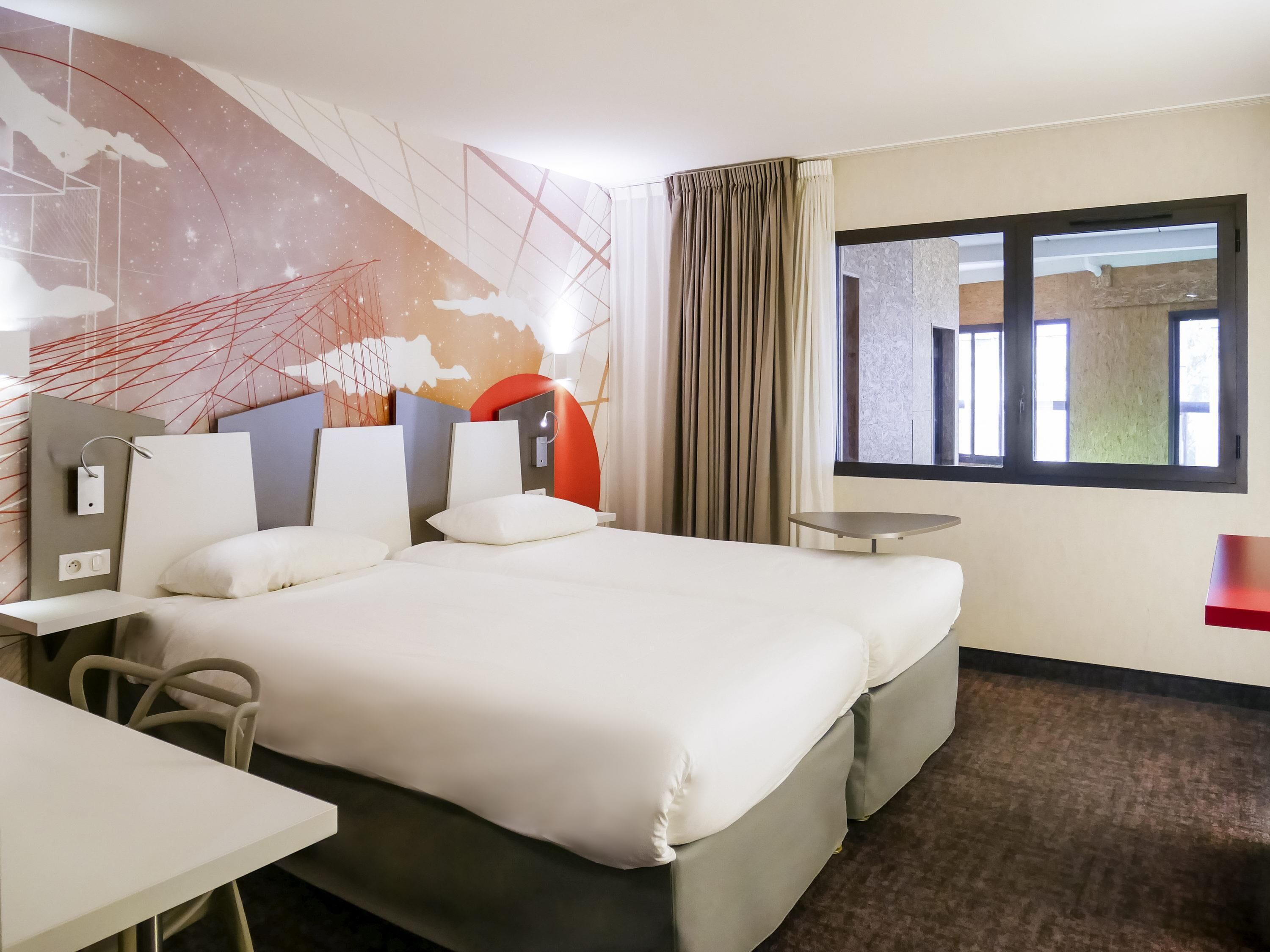 Individually decorated, individually furnished, desk, blackout drapes