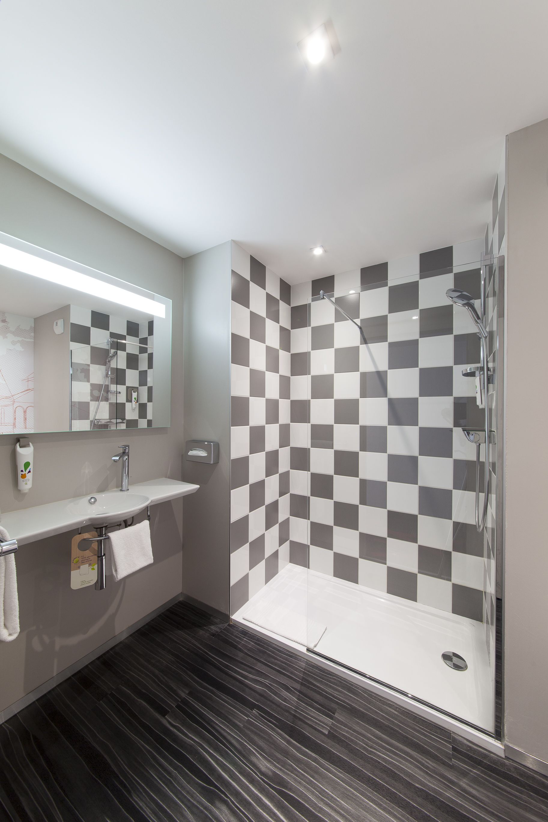 shower, eco-friendly toiletries, hair dryer, towels