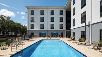 Outdoor pool, open 8:00 AM to 9:00 PM, sun loungers