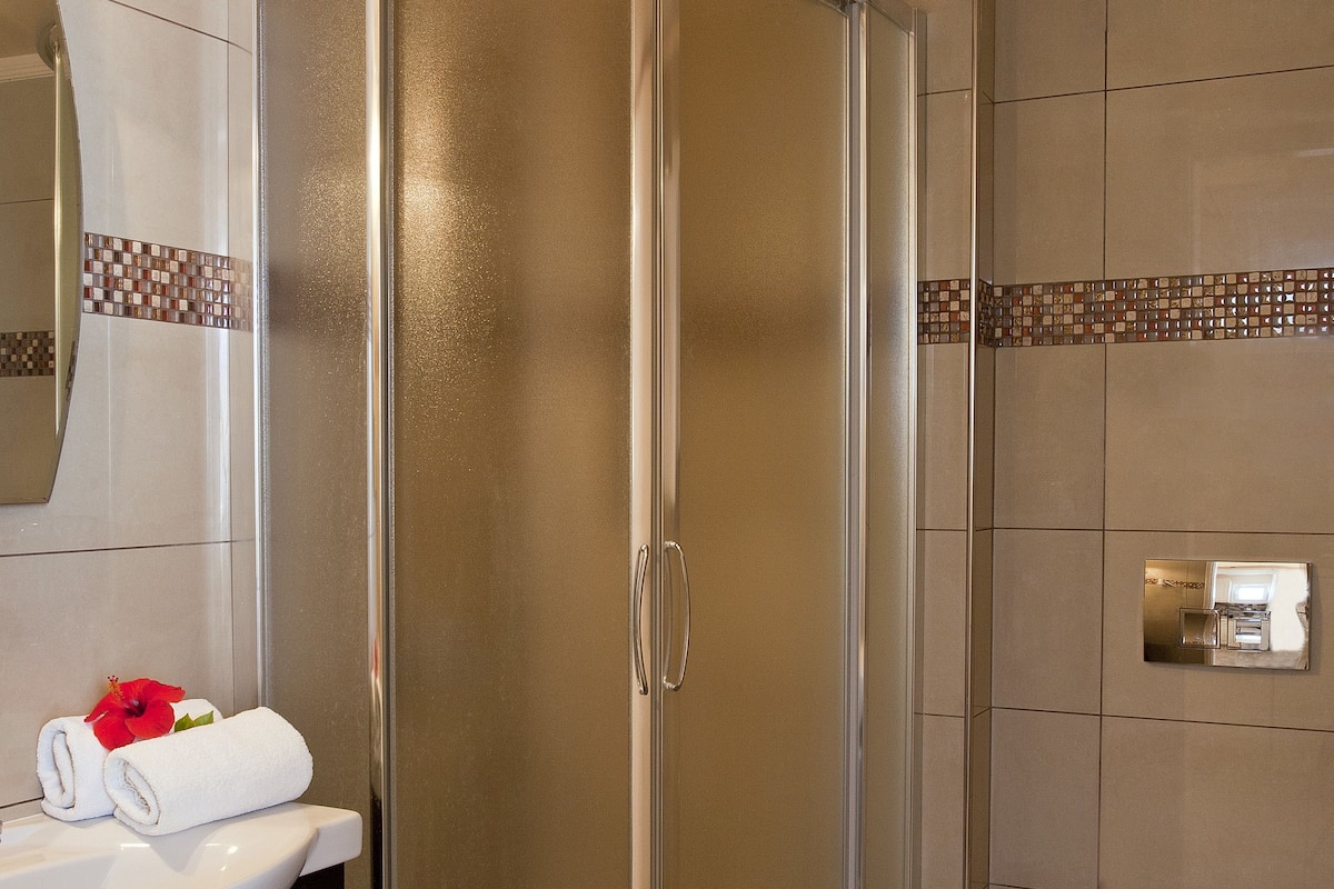 free toiletries, hair dryer, towels