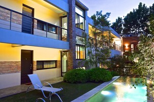 Outdoor pool, open 9:00 AM to 8:00 PM, pool umbrellas, sun loungers