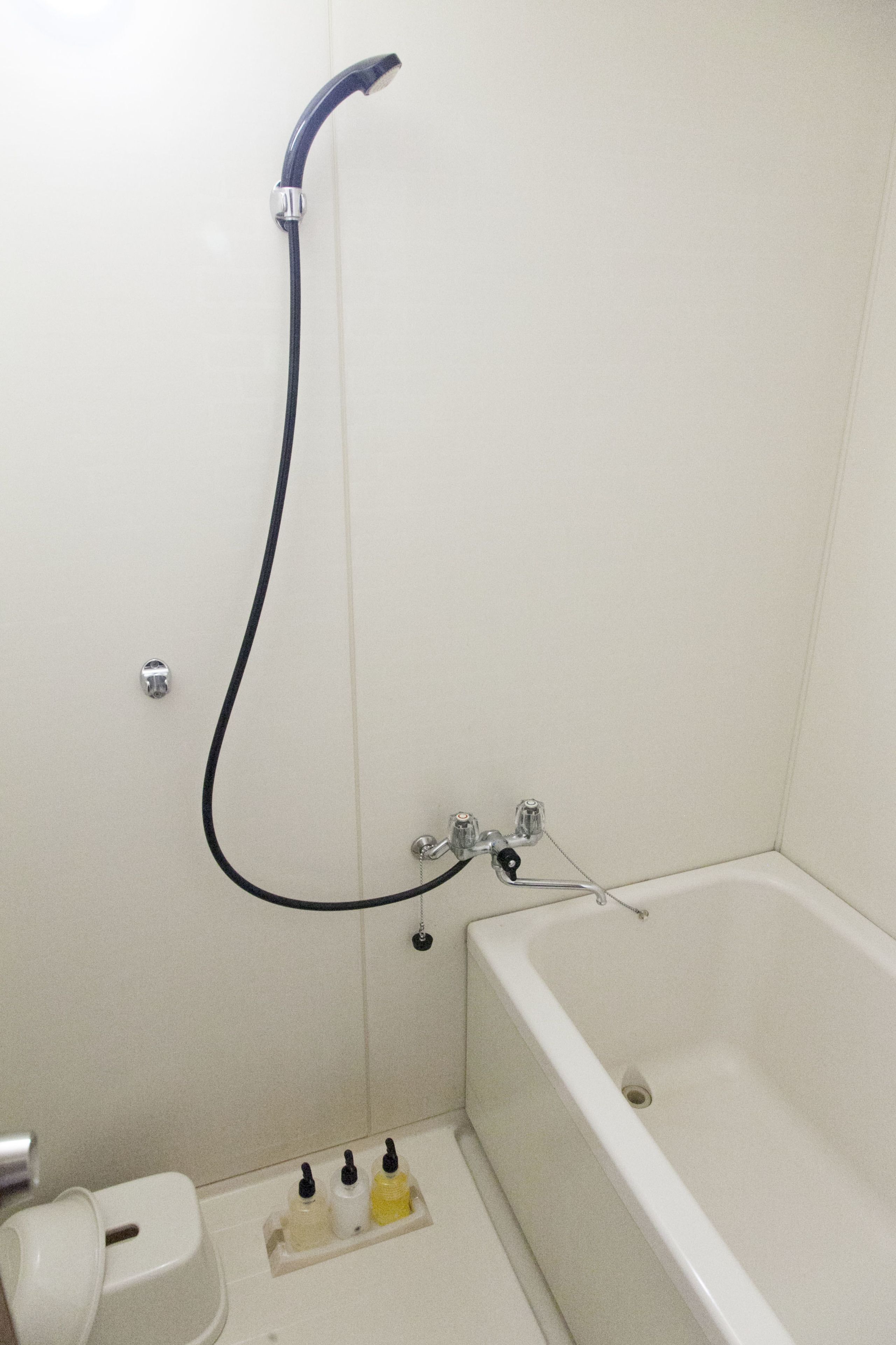 Un baño con bañera, ducha y retrete.