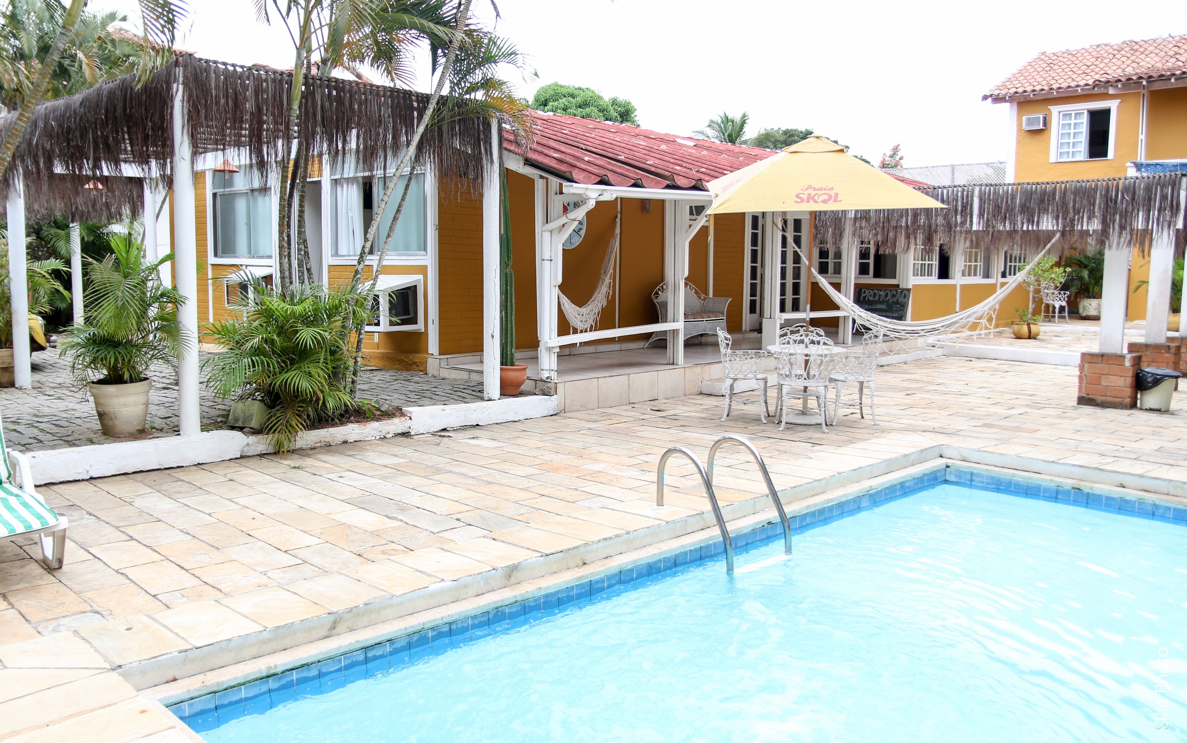 Outdoor pool, pool loungers