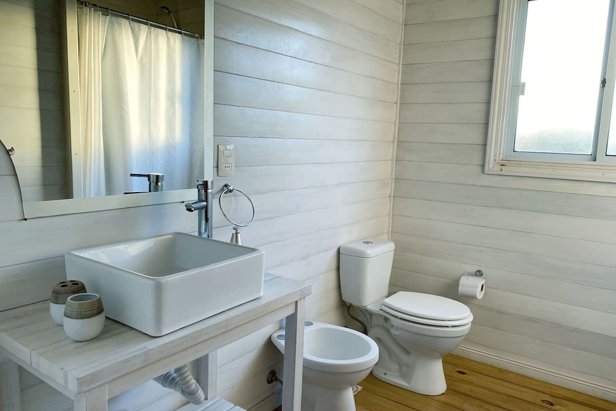 shower, rainfall showerhead, bidet, towels