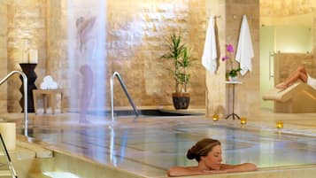 Hot tub, steam room, body treatments, aromatherapy, hot stone massages
