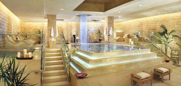 Hot tub, steam room, body treatments, aromatherapy, hot stone massages