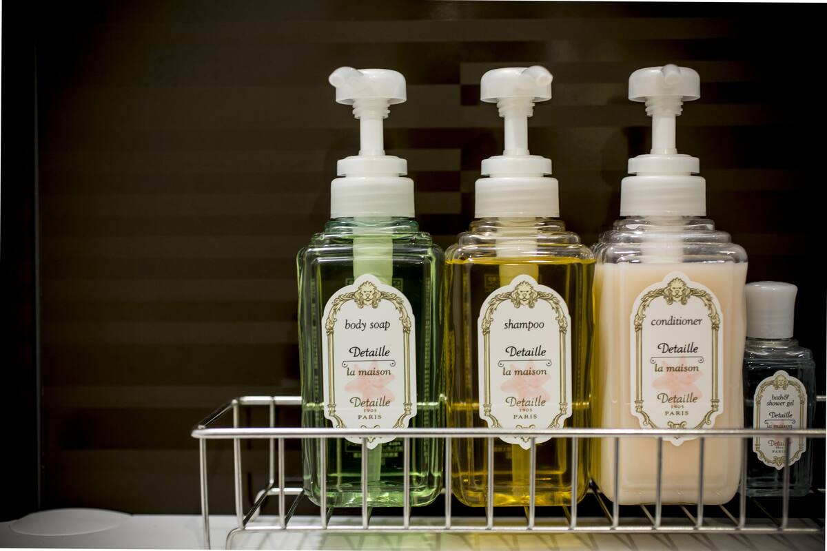 free toiletries, hair dryer, slippers, bidet