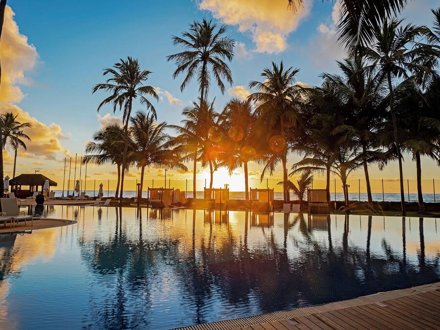 Outdoor pool, pool loungers