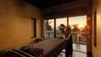 Salas para tratamentos a dois, sauna a vapor, tratamentos corporais