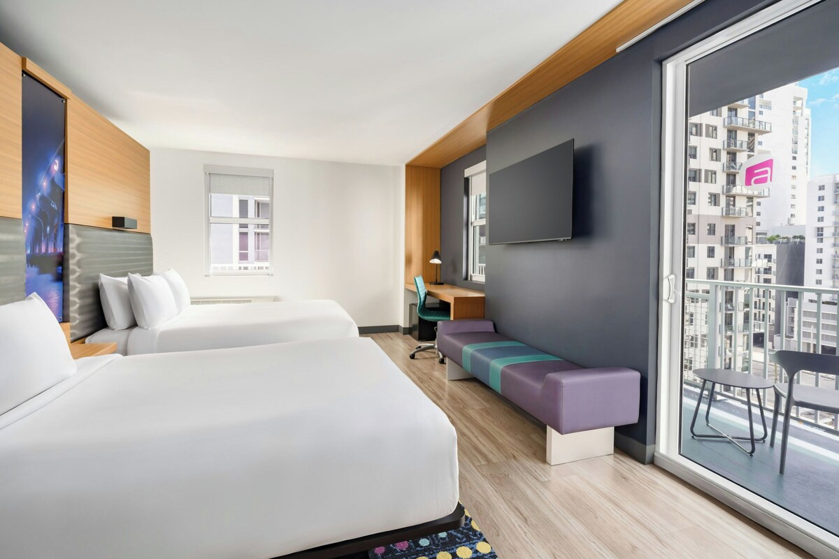 Room, 2 Queen Beds, Balcony (High Floor) | In-room safe, desk, blackout curtains, iron/ironing board