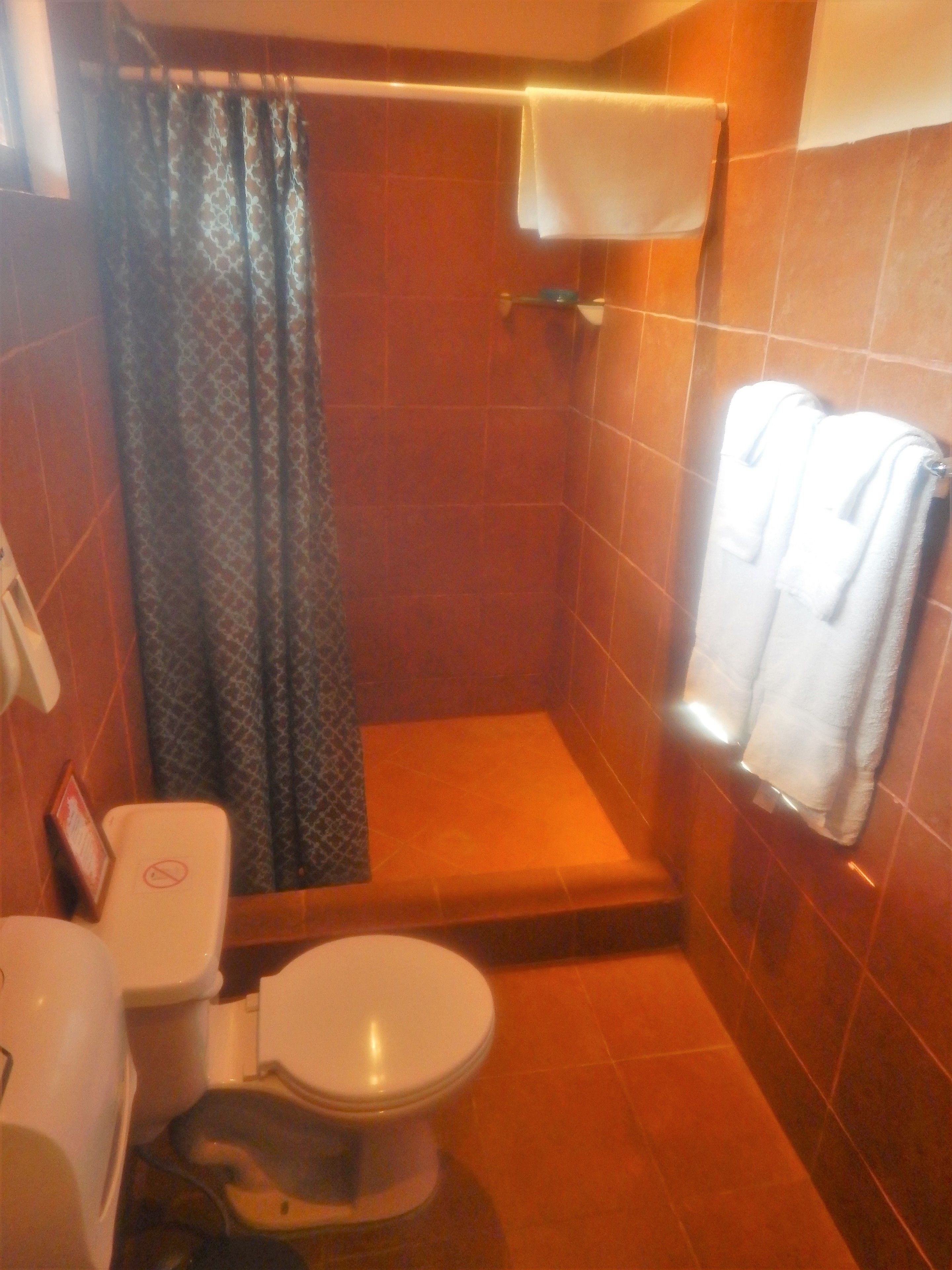 shower, free toiletries, towels